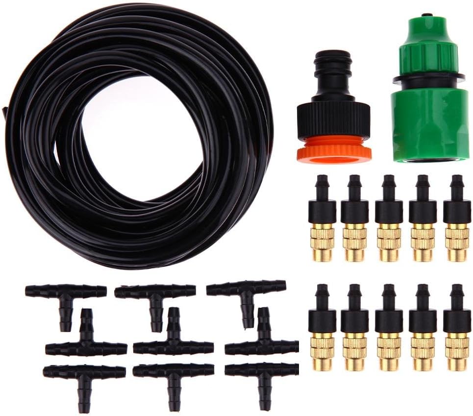 YHE Home Garden Patio Misting Micro Flow Drip Irrigation Misting Cooling System Fitting 4/7mm Hose 10pcs Nozzles Kit Mist Nozzle Sprinkler for Patio Garden Greenhouse Trampoline for waterpark