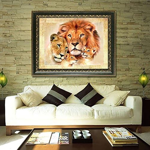 Delight eShop 5D Lion Family Diamond Embroidery Diamond DIY Painting Cross Stitch Home Decor