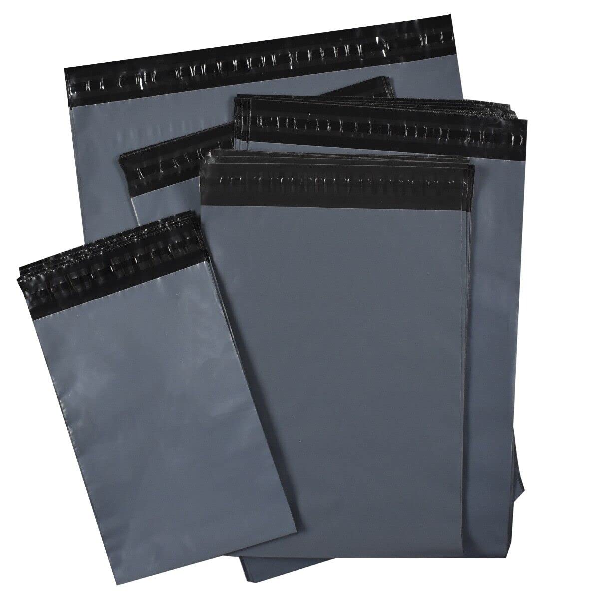 125 Mixed Poly Mailing Parcel Bags - Small to Large Grey Mailing Bags for Posting Shipping Postage Packing Parcels - 5 Mixed Sizes Postage Bags - 6 x 9, 9 x 12, 10 x 14, 12 x 16, 14 x 19