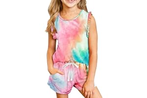 DOKOTOO KIDS Girls Summer Outfits Cute T-Shirt and Shorts Set with Side Pockets