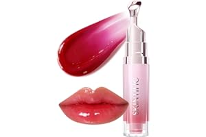 SKINTIFIC Hydrating Brightening Lip Serum, Smooth Tinted Lip Stain, Plumping Lip Gloss with Polypeptide Squalane, Moisturizing Balms, Brighten Dark Lips, Korean Beauty Makeup (06 Cherry Red)