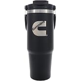 Cummins CMN35401 2 in 1 Tumbler with Flip Lid and Straw 30-Ounce Tumbler with Handle Stainless Steel Travel Mug-Black