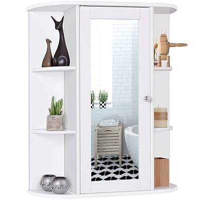 Tangkula Bathroom Cabinet, Wall Mount Medicine Cabinet with Mirror