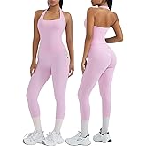 OMKAGI 2 Piece Workout Sets for Women Halter Tops Booty Leggings with Pockets Gym Outfits