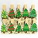 QTMY 30 Pcs Christmas Tree Stocking Santa Claus Wooden Clip Hanging Photos with Twine Decoration Supplies Favors (Christmas Wooden Clip)