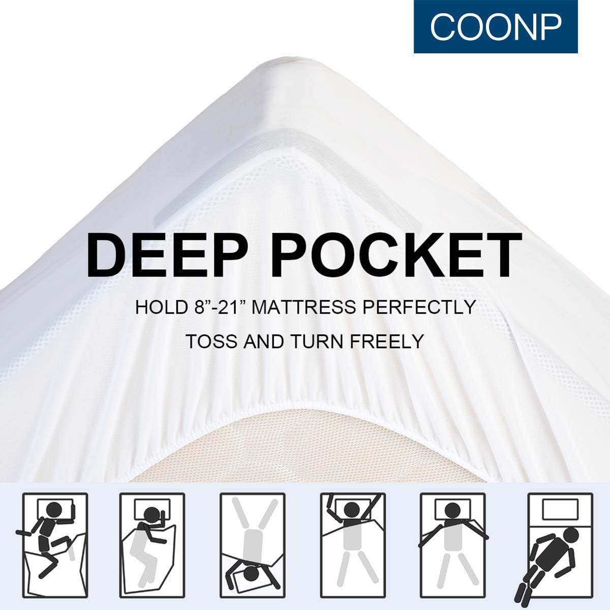 COONP Queen Mattress Topper, Extra Thick Pillowtop, Plush Mattress Pad Cover 400TC Cotton Top with 8-12 Inch Deep Pocket 3D Snow Down Alternative Fill: Kitchen & Dining