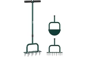 JivaJot Lawn Aerator Tool and Edger Tool, 2 in 1 Lawn Tool Set, Manual Grass Aerator, Half Moon Edger with Rubber Handle for Garden Maintenance, Grass Aeration