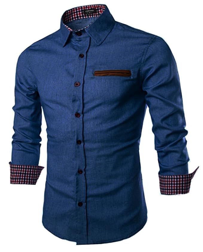 Coofandy Jeanshemd Herren Denim Shirt Langarmhemd Cowboy-Style Freizeit Hemd männer Kent-Kragen