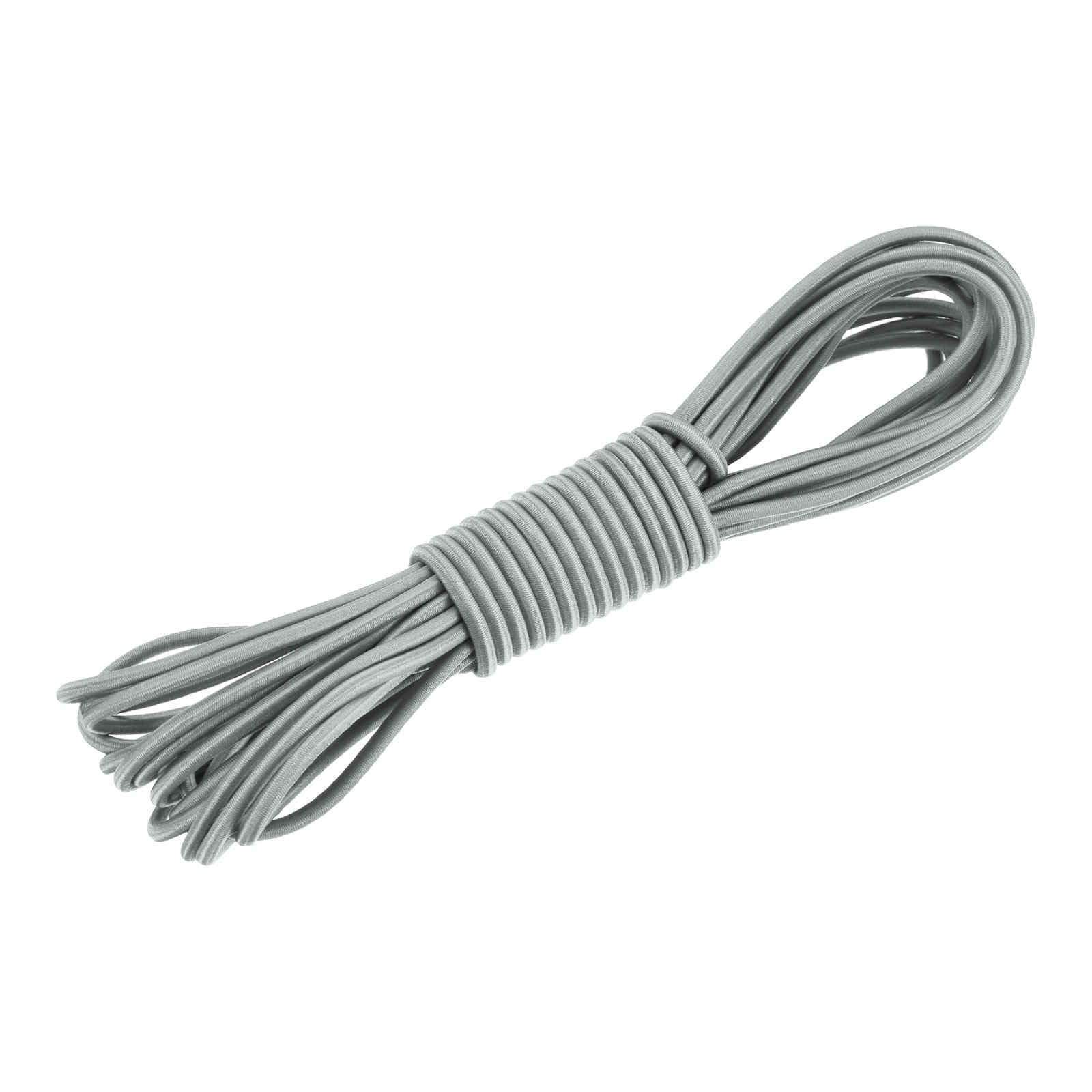 DMiotech 3mm Shock Cord, 7.6 M Grey Bungee Cord Tent Pole Shock Cord Round Elastic Kayak Rope Stretch String Marine Grade Heavy Polyester for DIY Projects Tie Downs