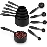 JOYHILL Measuring Cups and Spoons Set 304 Stainless Steel 10-Piece | BPA-Free Silicone Handles, Etched Markings, Nestable Design, Dishwasher Safe for Dry &amp; Liquid Ingredients