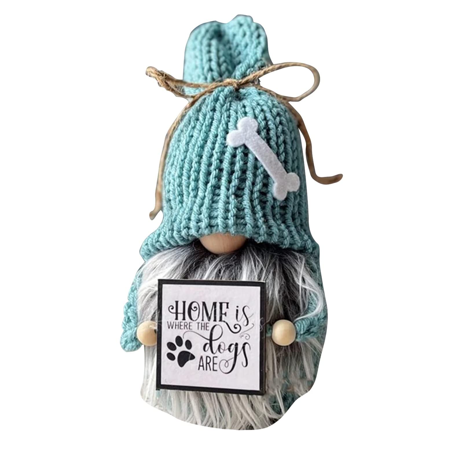 RWUDV Dog Gnome Plush Decorations Handmade Swedish Tomte Gnome Home is Where The Dogs are Gnome Blue Stuffed Dog Gnome Knitted Swedish Tomte Gnome Holiday Home Decor Gift for Dog Lover