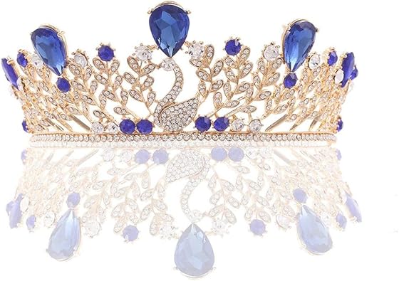 Cvthfyky Bijoux De Mariee En Alliage Coiffe Phenix Bleu Couronne Reine Couronne Couronne De Princesse Color Blue Gold Amazon Fr Bijoux