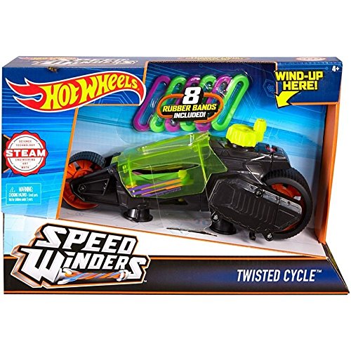 Hot Wheels Speed Winders Twisted Cycle Vehicle, Yellow
