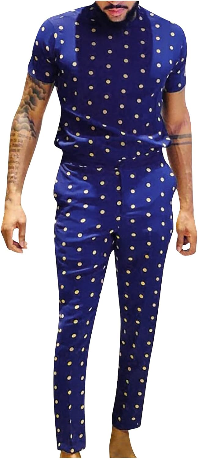 Mens 2 Piece Slim fit Polka Dot Suit Vintage Suits Short