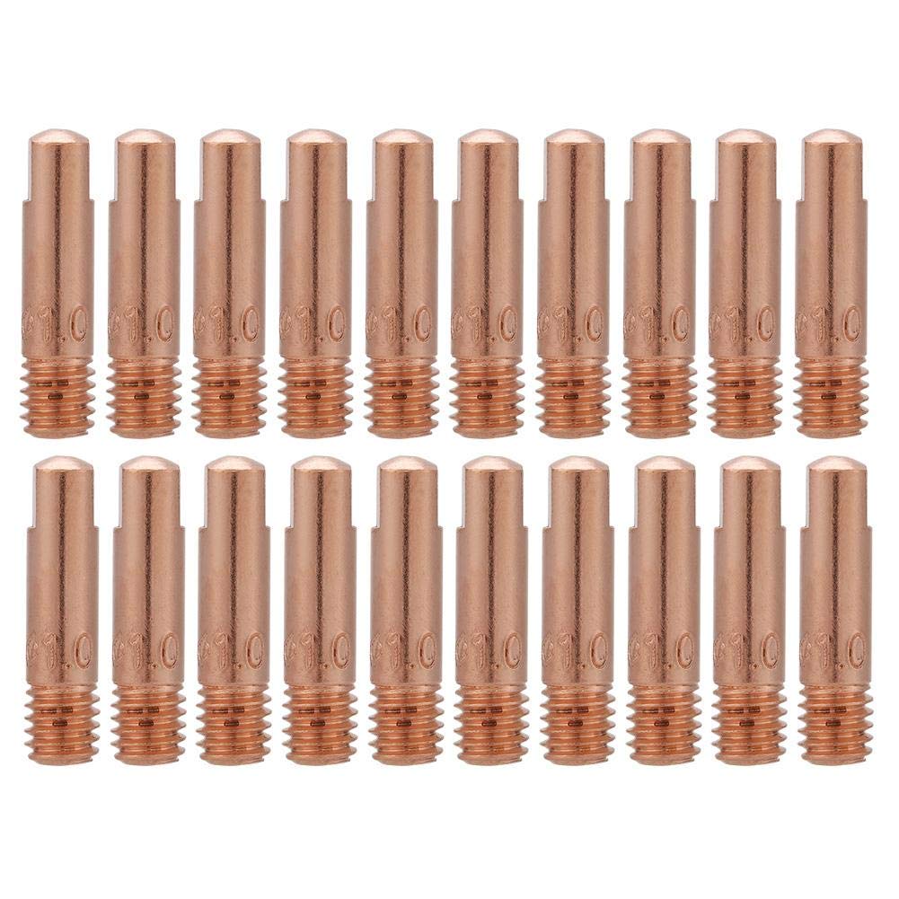 Copper Contact Tips, 20Pcs Welding Contact Tips for 15AK MIG/MAG Welding Torch Tips Consumables, Welding Gun Accessories Gas Nozzle Conductive Tips (0.8mm)