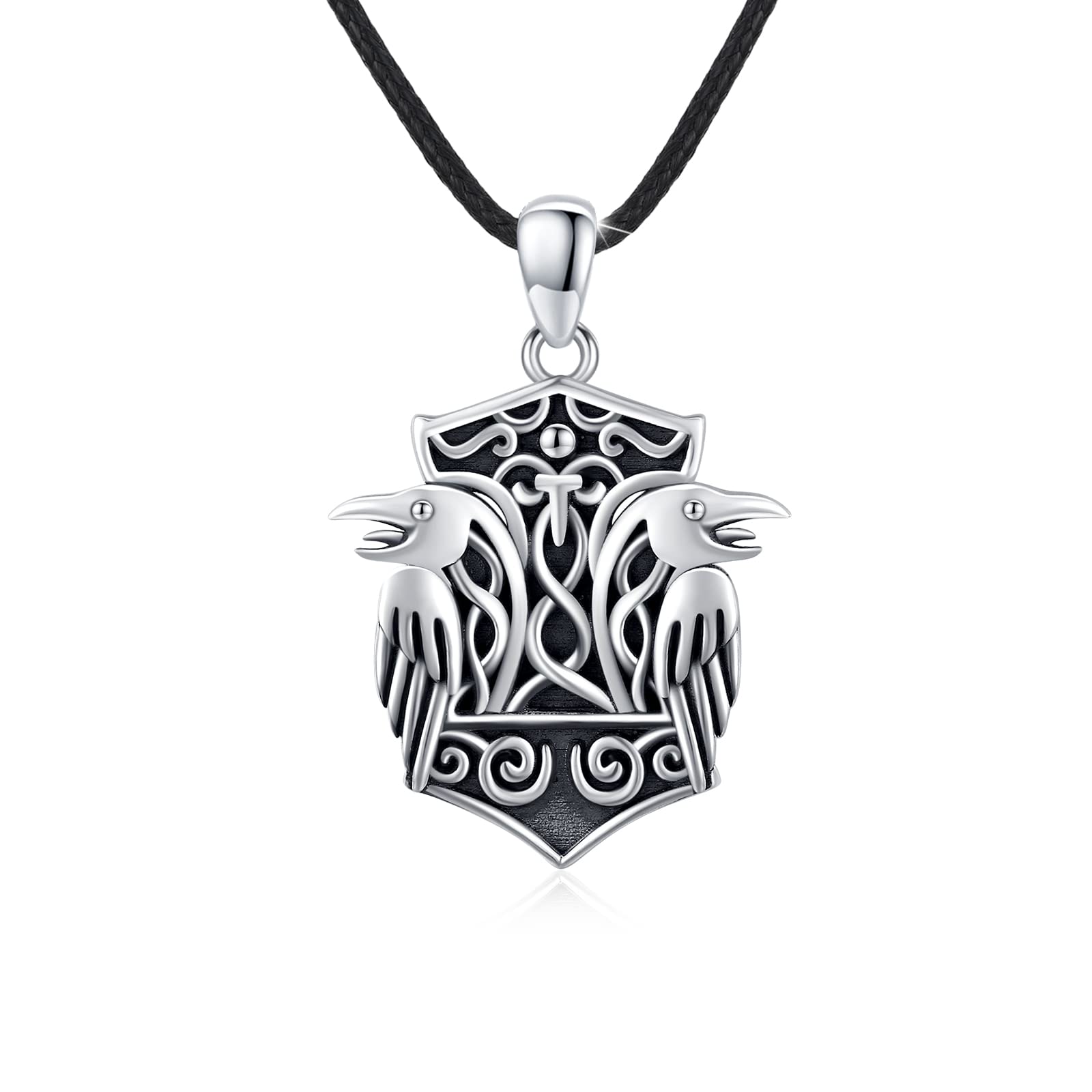 REDSUN Crow Necklace 925 Sterling Silver Crow Pendant Amulet Viking Gift Norse jewellery for Men Women Son Father…