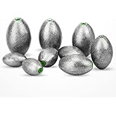 AMYSPORTS Egg Lead Fishing Weights Kit Drop Bass Weights Sinker Tackle Saltwater Casting Fishing Sinkers Set Oval Freshwater