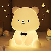 YuanDian Cute Bear Night Light for Kids, Decorate Kids' Bedroom with Silicone Bear Nightlights with 8 Color Lights, Christmas Birthday Gift for Children Toddlers Teens Adults Babies