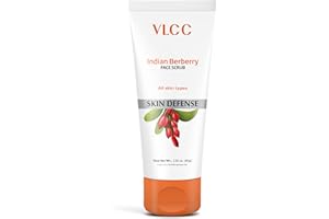 VLCC Berberry Face Scrub - Facial Cleanser with Papaya Seed and Date Extract - Gentle Face Exfoliator for Smooth Skin - 80 g