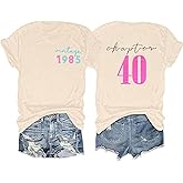 40th Birthday Gift T-Shirt Women Vintage 1986 Birthday Party Shirt Casual Short Sleeve 40 Bday Shirt Tee Tops