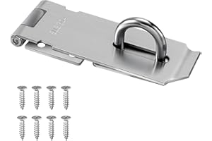 DLUNO Door Lock Hasp Latch, 5 Inch SUS 304 Stainless Steel Thicken Safety Padlock and Latch for Door Sheds Closets Lockers, Brushed Steel.