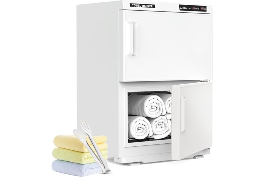 Kikihouse Large 32L Hot Towel Warmer Cabinet for Estheticians, Professional Double Door Towel Heater for Massage, Babers, Facial Spa, Hair Salon, Bathroom