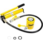 QWORK 20T Mini Hydraulic Cylinder Jack Porta Power Ram 2" Stroke, CP-180 Manual Hydraulic Hand Pump, Single Acting Lifting Cylinders for Machinery Shipbuilding