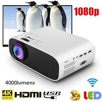 Hongzer Mini proyector, Pantalla de 150 Proyector 3D HD, 1500 ...