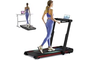 AHGOKL Foldable Treadmill for Home, Portable 2 in 1 Walking Pad Treadmill with Handle Bar,Under Desk Treadmill 3.0/3.5 HP Folding Mini Office Treadmill,320/350 LBS Capacity,APP,Remote Control