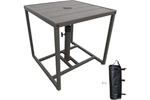 GENERIES Patio Umbrella Table Stands with Umbrella Hole,with 4 Sand Bags Outdoor Umbrella Bases Small Square Table for Bistro,Balcony, Backyard, Patio, Garden, Deck and Pool Occasions