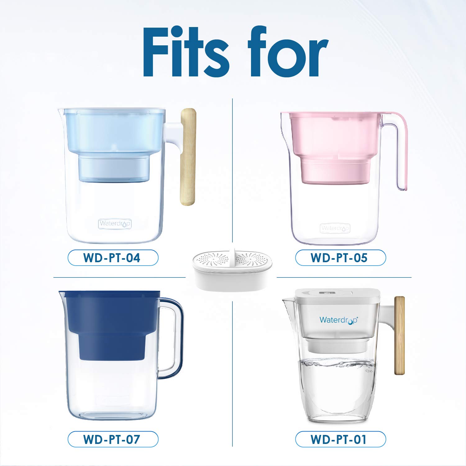 Waterdrop WDPF01A Plus Replacement Filters for All Waterdrop Pitcher
