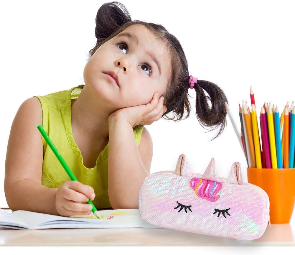 YUESEN Unicorn Pencil Case, Reversible Sequin, Large Capacity, Zipper, Office Pen Holder Organizer Stationery Bag - Image 4