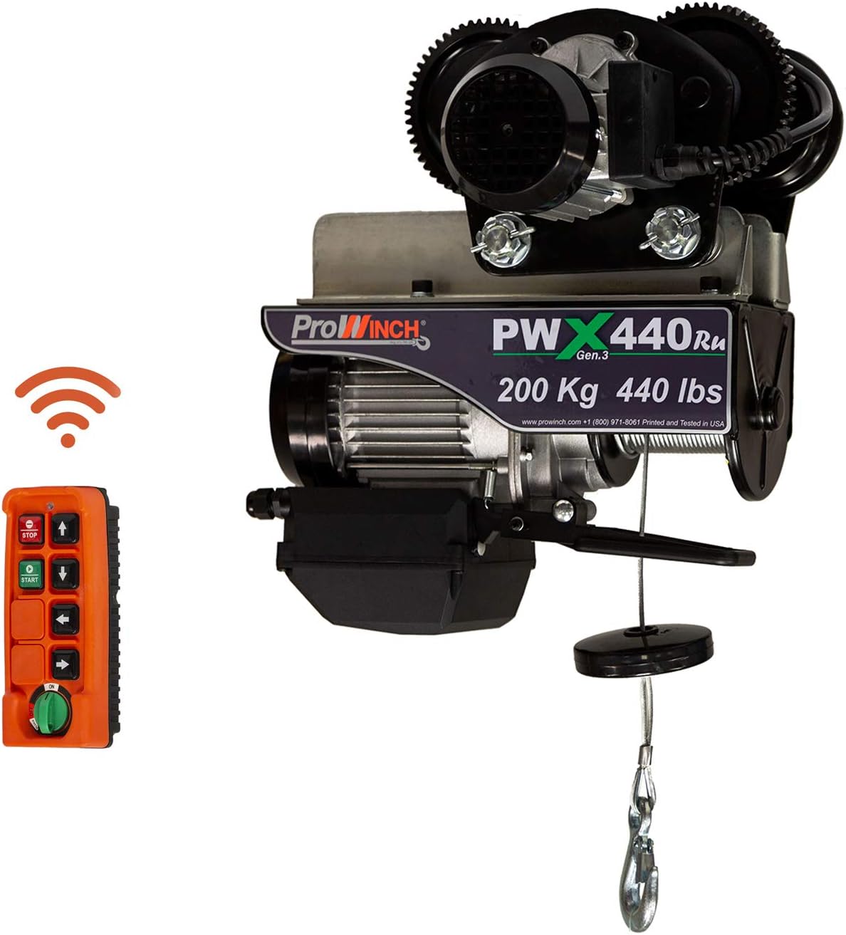 Prowinch 440 lb Electric Wire Rope Hoist with Electric Trolley Load