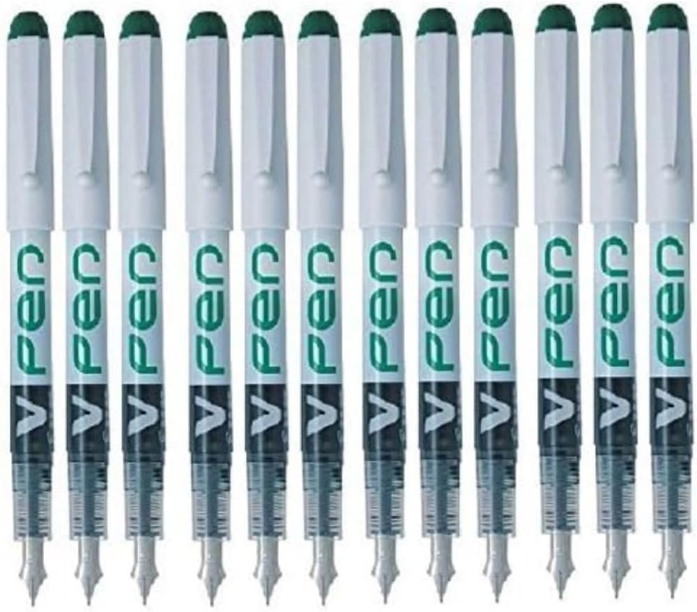 PILOT V Pen Disposable Fountain Pen Green Box of 12