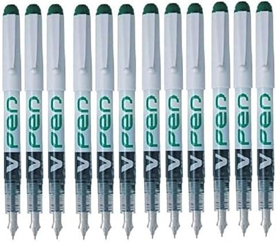 PILOT V Pen Disposable Fountain Pen Green Box of 12