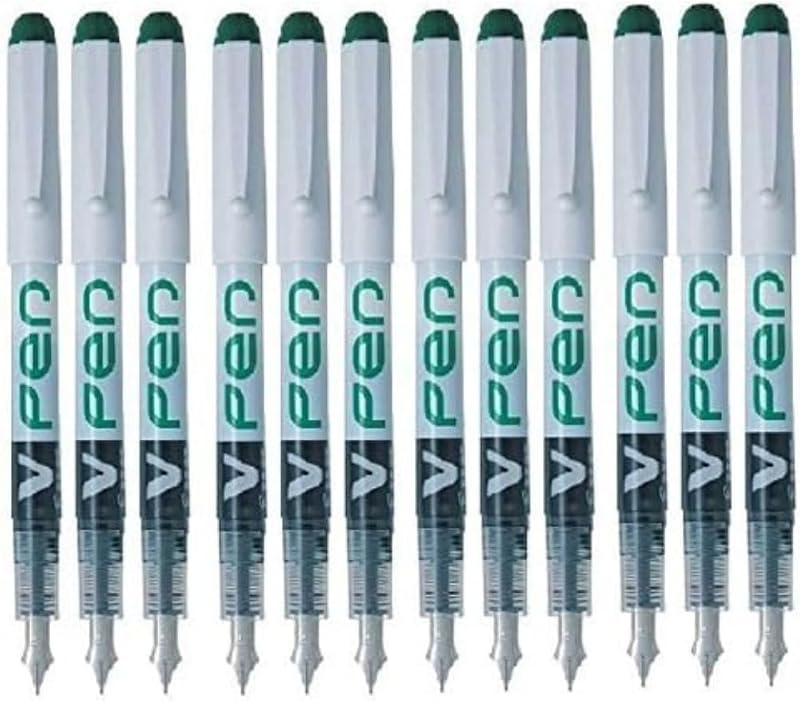 PILOT V Pen Disposable Fountain Pen Green Box of 12
