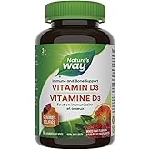 Nature's Way Vitamin D Gummies - Immune and Bone Support - 1000 IU Vitamin D3 per gummy - Strawberry, Peach and Mango Flavour