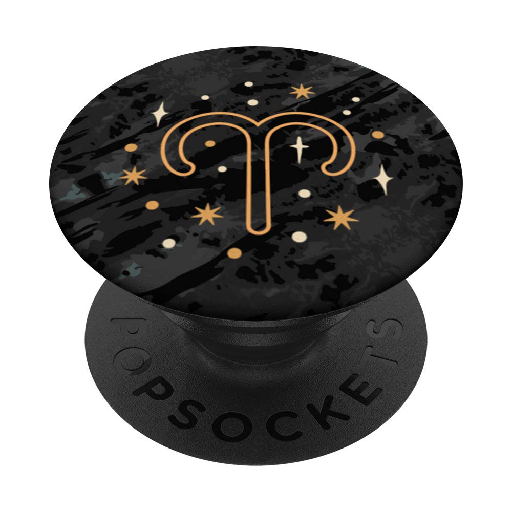 Zodiac Aries Black PopSockets PopGrip: Swappable Grip for Phones & Tablets