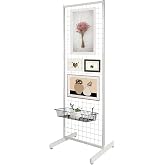 7RiversART Portable Gridwall Panel Floorstanding Display Stand One-Step Installation White Finish, T Base