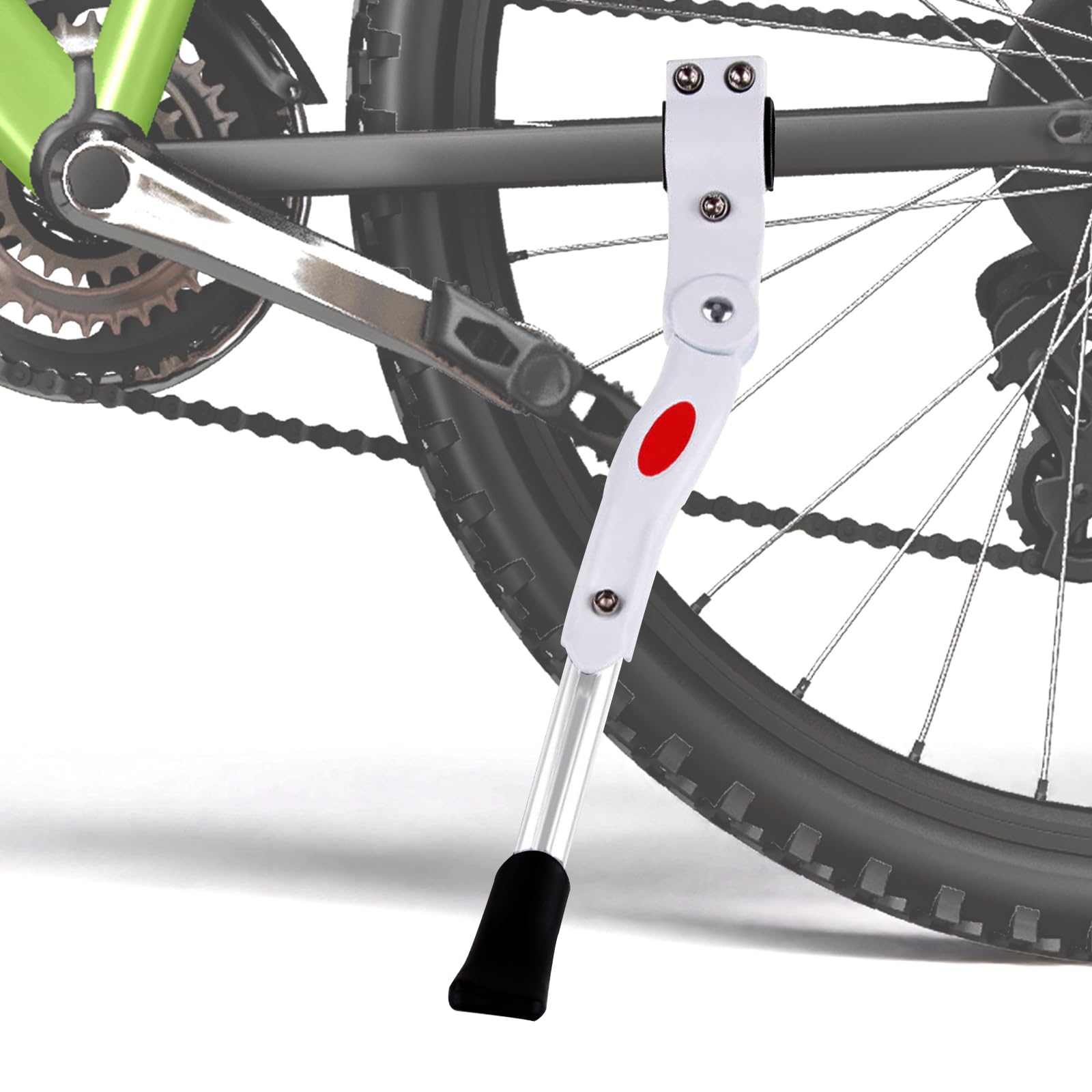 Bike Kickstand, Adjustable Bike Kick Stand for 24 to 27.5 inch Wheels, Bicycle Kickstand Aluminum Alloy Folding Bicycle Stand Kick fFor Mountain Bikes, Road Bikes With Anti-Slip Rubber Feet, White