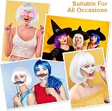 Aomig 3 Pack Short White Bob Wigs Set with 2 Wig Caps Neon Fancy Dress view 6