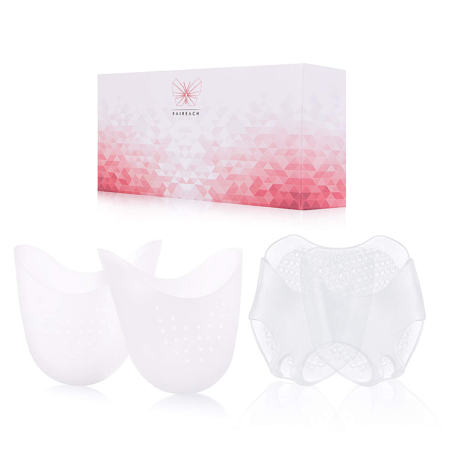 2 Pairs Soft Silicone Gel Toe Protectors Covers Faireach Toe Caps Metatarsal Pads with Forefoot Cushion Ballet Pointe Dance Athlete Shoe Pads 4 PCS