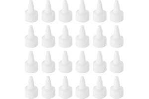 uxcell 24 Pcs Twist Top Caps, 24/410 Plastic Squeeze Bottle for Glue Dispensing(White)