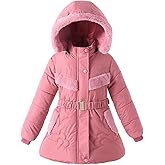 Podgina Kids Winter Girls Coats Fleece Padded Fur Collar Hooded Puffer Jackets Clothes