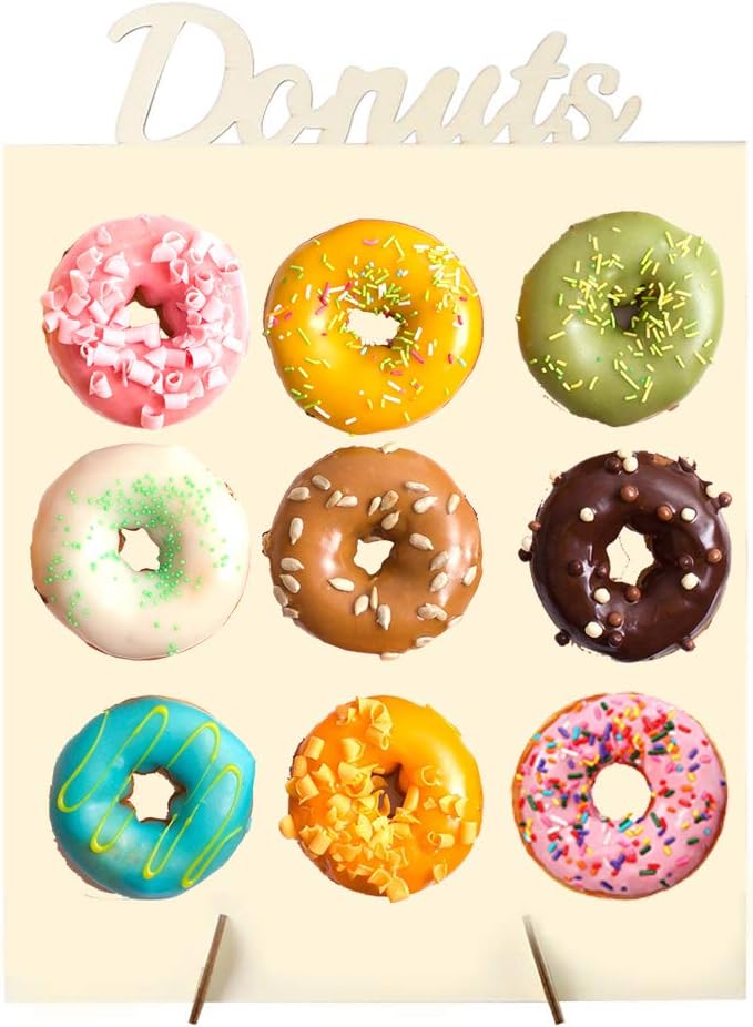 LAOZI Wall Stand Donut, Wooden Donut Shows Stand Donut Display Frame Donut Decorative Stand Doughnut Wall Wedding Favours, Does Not Contain Donuts