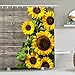 Bathroom Shower Curtain Sunflower Shower Curtains Set 12 Hooks Included, Waterproof Durable Fabric Bath Curtains Odorless Bathroom Decoration