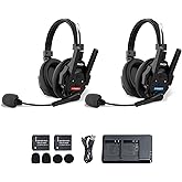SYNCO XTALK XMAX2 Wireless Intercom Headset System, 2 Person Dual Ear Communication Headsets 500m/1640ft with Noise Reduction for Event TV Documentary Production, Xtalk-Xmax-Wireless-Headset-Intercom