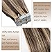 16inch Brown&Blonde Highlight Tape In Human Hair Extensions Long Straight Seamless Skin Weft Hair Invisible Double Sided Tape 20pcs 30g+10pcs Extra Tapes (Medium Brown mixed Dark Blonde #4-27)
