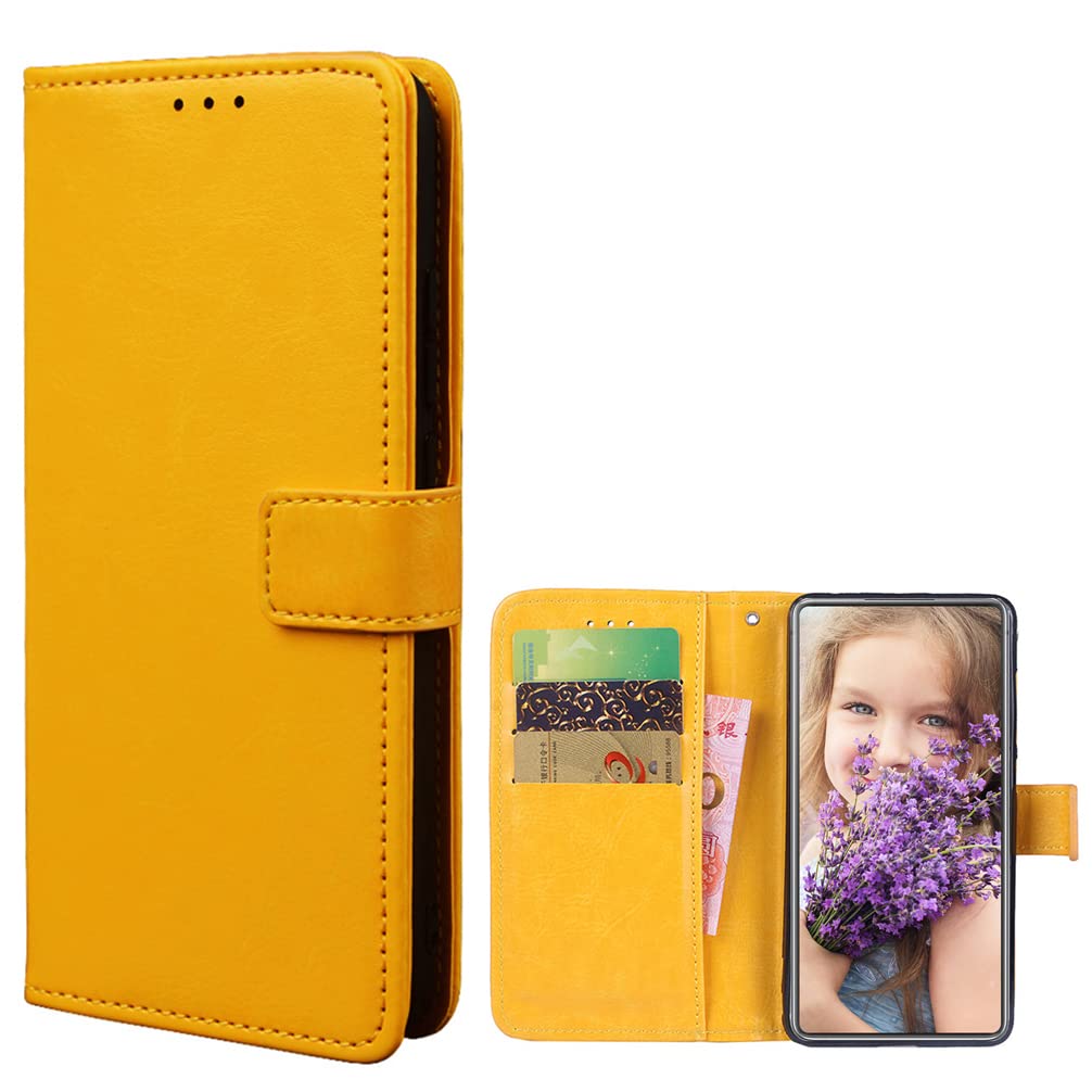 EasyShow Case for TCL 40R 5G, TCL 40R 5G PU Leather Wallet Flip has Kickstand function and Card Slots with Magnetic Buckle Phone Cover for TCL 40R 5G-Yellow