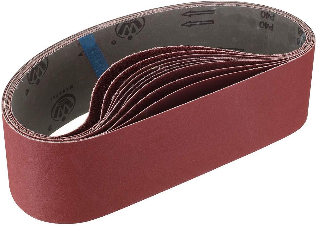 Aluminum Oxide Sanding Belts, 4-Inch x 36-Inch 80/120/150/240/400 Assorted Grits (10 Pack) - - 